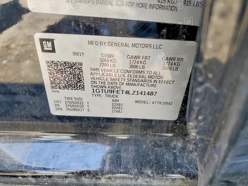 Продаж на аукціоні авто 2020 Gmc Sierra, vin: 1GTU9FET4LZ141487, номер лоту: 54813456