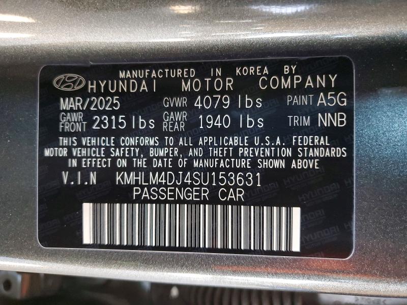2025 Hyundai Elantra Hybrid მანქანა იყიდება აუქციონზე, vin: KMHLM4DJ4SU153631, აუქციონის ნომერი: 54831926