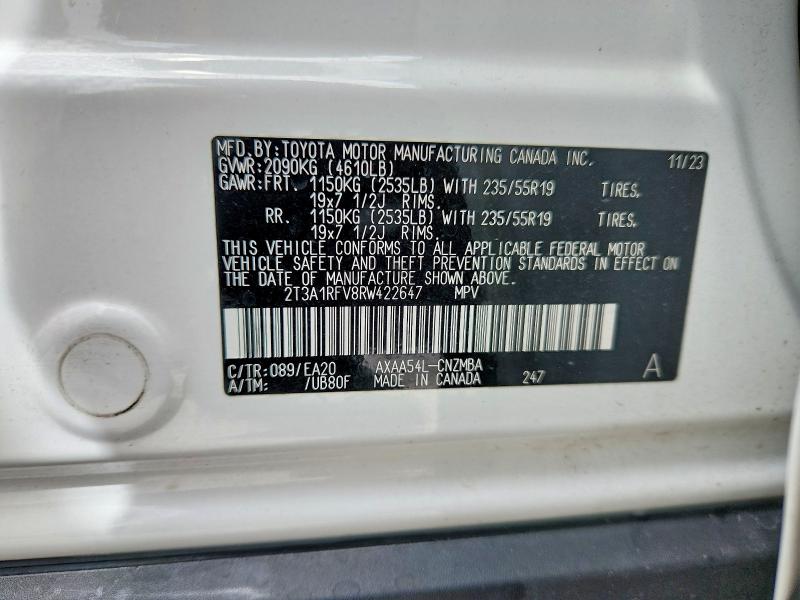 Aukcja sprzedaży 2024 Toyota Rav4, vin: 2T3A1RFV8RW422647, numer aukcji: 52351436