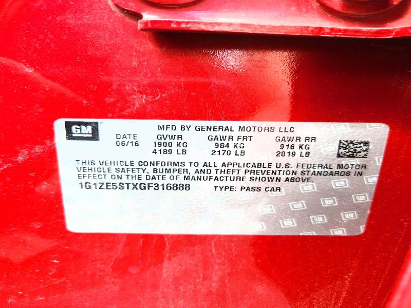 Aukcja sprzedaży 2016 Chevrolet Malibu, vin: 1G1ZE5STXGF316888, numer aukcji: 53070106