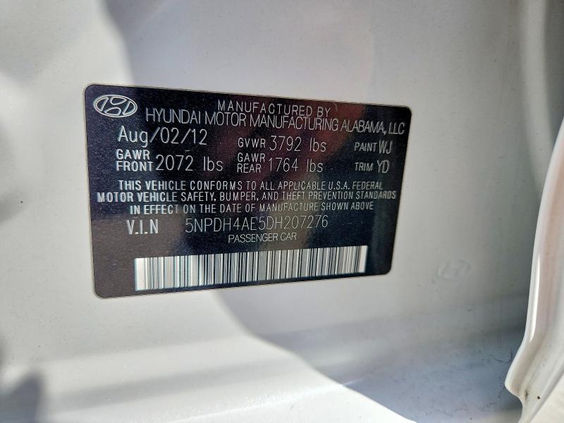 Продаж на аукціоні авто 2013 Hyundai Elantra, vin: 5NPDH4AE5DH207276, номер лоту: 54144996