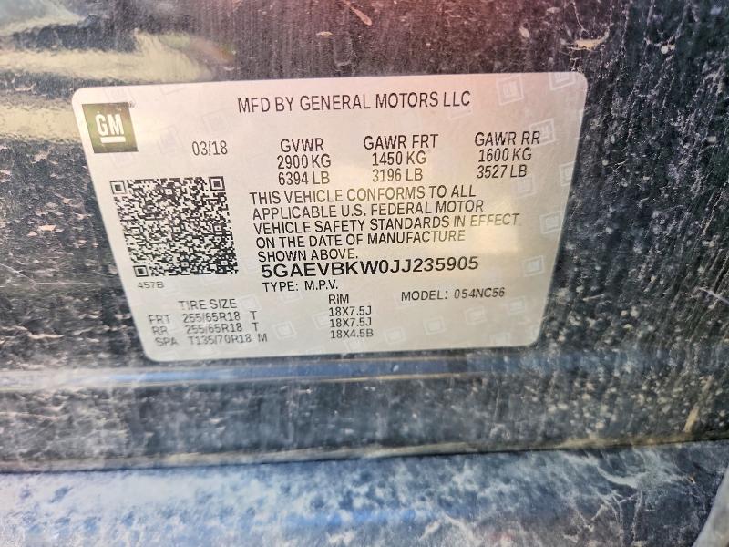 Продажа на аукционе авто 2018 Buick Enclave, vin: 5GAEVBKW0JJ235905, номер лота: 53557496