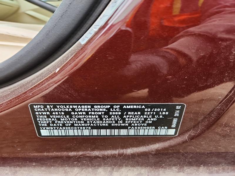 Aukcja sprzedaży 2014 Volkswagen Passat, vin: 1VWBT7A32EC073875, numer aukcji: 52177866
