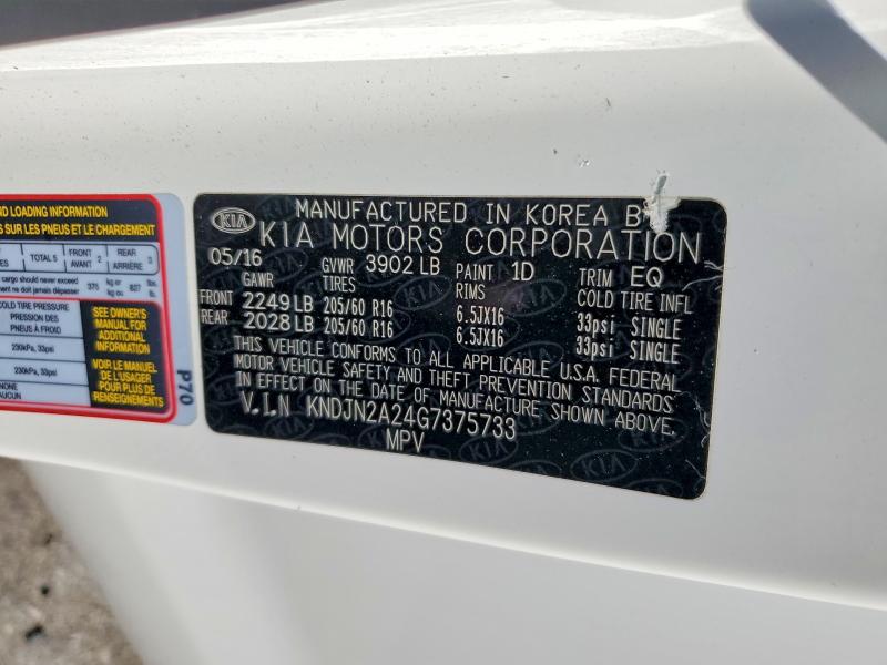 Aukcja sprzedaży 2016 Kia Soul, vin: KNDJN2A24G7375733, numer aukcji: 54051896