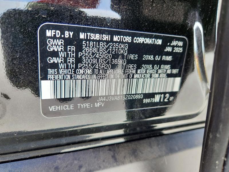 Продажа на аукционе авто 2025 Mitsubishi Outlander, vin: JA4J3VA81SZ020893, номер лота: 52603736