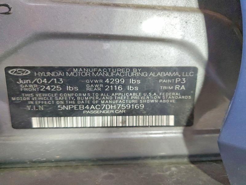 2013 Hyundai Sonata მანქანა იყიდება აუქციონზე, vin: 5NPEB4AC7DH759169, აუქციონის ნომერი: 52378336