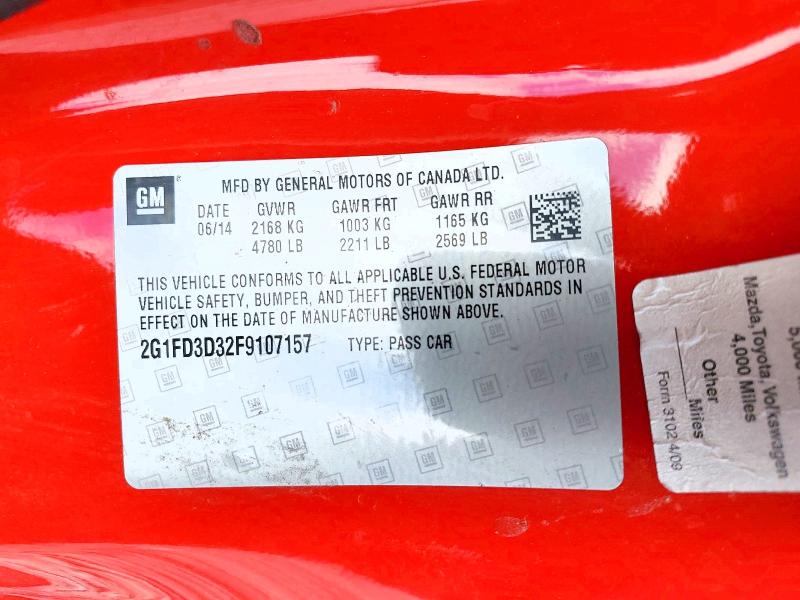 Продажа на аукционе авто 2015 Chevrolet Camaro, vin: 2G1FD3D32F9107157, номер лота: 54553006