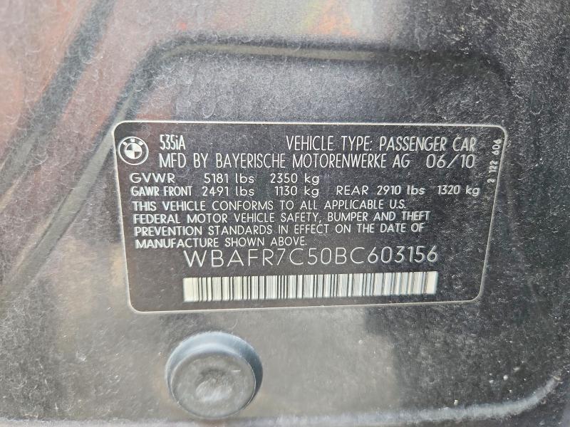2011 Bmw 535 მანქანა იყიდება აუქციონზე, vin: WBAFR7C50BC603156, აუქციონის ნომერი: 54891216