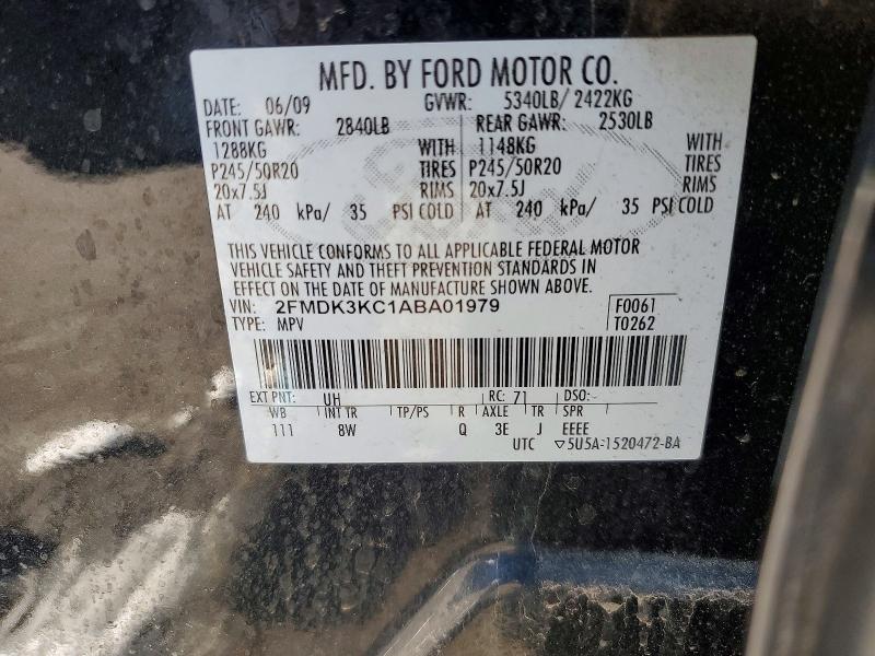 52102566 :رقم المزاد ، 2FMDK3KC1ABA01979 vin ، 2010 Ford Edge مزاد بيع