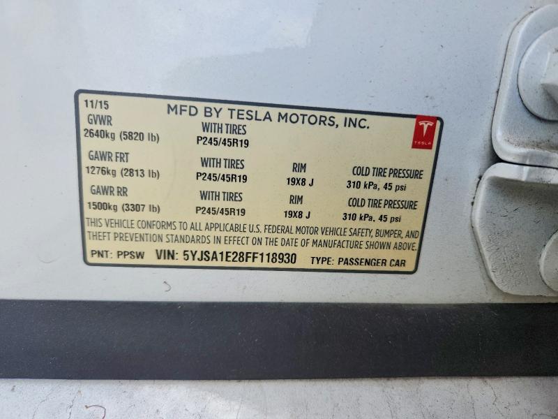 Продаж на аукціоні авто 2015 Tesla Model S, vin: 5YJSA1E28FF118930, номер лоту: 55302926