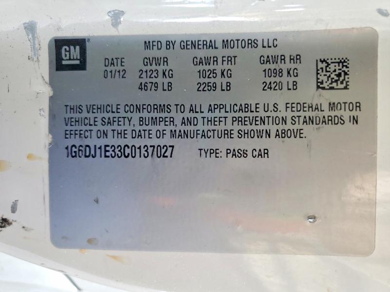 Продаж на аукціоні авто 2012 Cadillac Cts, vin: 1G6DJ1E33C0137027, номер лоту: 54181706