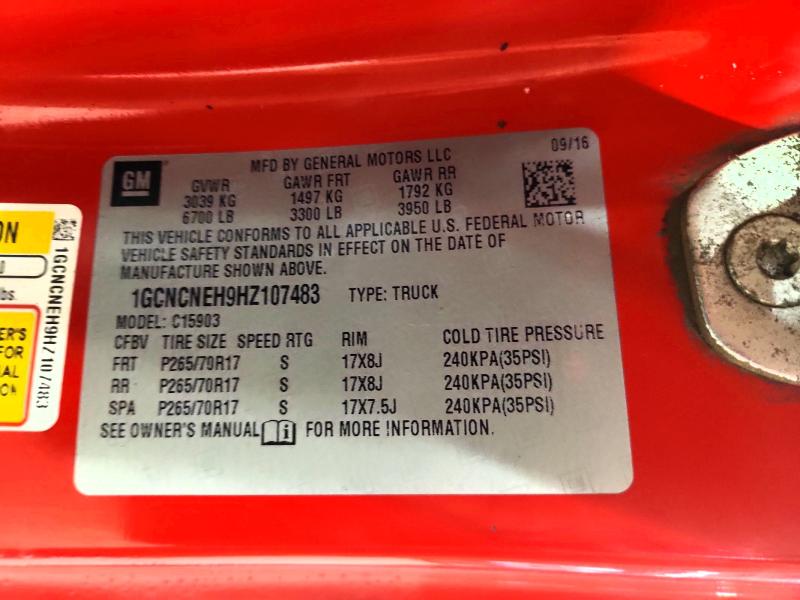 Aukcja sprzedaży 2017 Chevrolet Silverado, vin: 1GCNCNEH9HZ107483, numer aukcji: 54968606