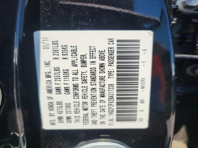 Aukcja sprzedaży 2011 Honda Accord, vin: 1HGCP3F82BA017338, numer aukcji: 53578756