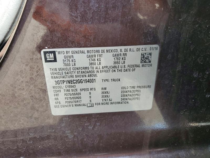 2016 Gmc Sierra მანქანა იყიდება აუქციონზე, vin: 3GTP1NEC2GG194001, აუქციონის ნომერი: 55628526