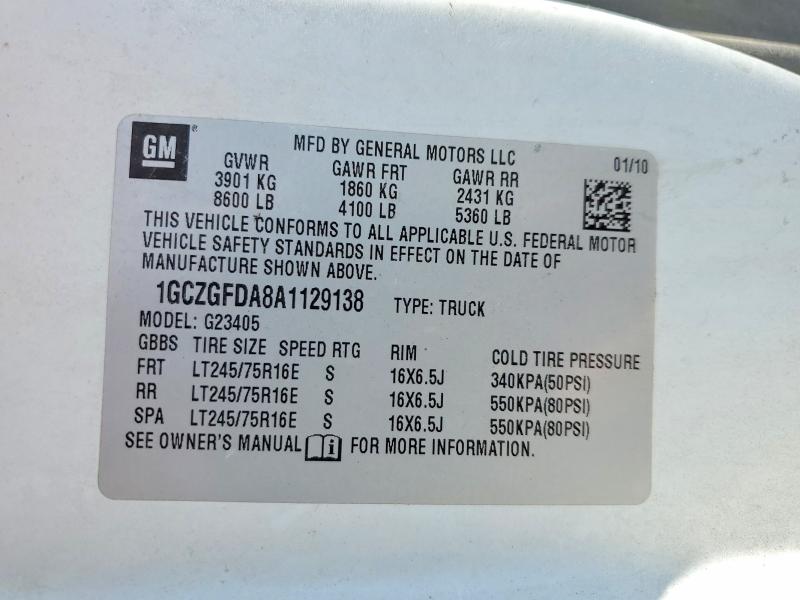 Продаж на аукціоні авто 2010 Chevrolet Express G2500, vin: 1GCZGFDA8A1129138, номер лоту: 52673296