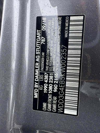 Продажа на аукционе авто 2019 Mercedes-benz A, vin: WDD3G4EB5KW002357, номер лота: 52100646