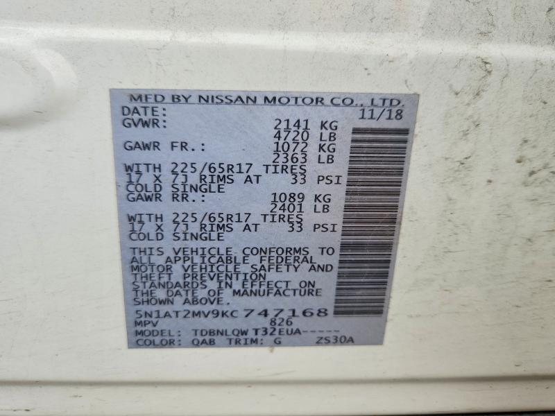 Aukcja sprzedaży 2019 Nissan Rogue, vin: 5N1AT2MV9KC747168, numer aukcji: 54081156
