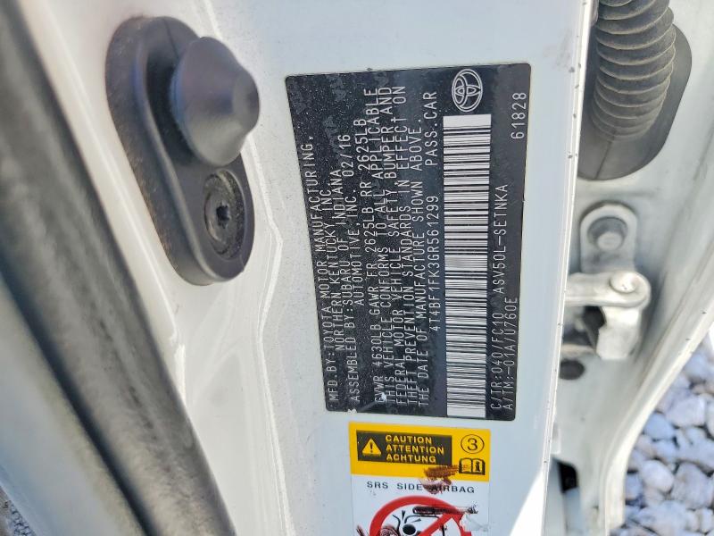 2016 Toyota Camry მანქანა იყიდება აუქციონზე, vin: 4T4BF1FK3GR561299, აუქციონის ნომერი: 55066516