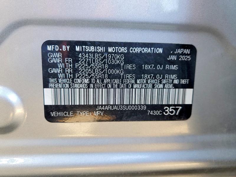 Aukcja sprzedaży 2025 Mitsubishi Outlander Sport, vin: JA4ARUAU3SU000339, numer aukcji: 51948466