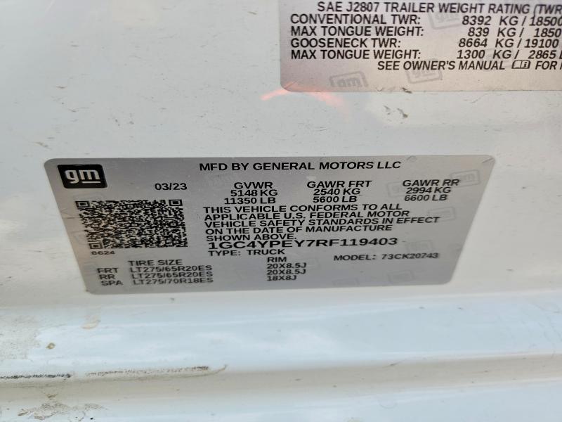 Aukcja sprzedaży 2024 Chevrolet Silverado, vin: 1GC4YPEY7RF119403, numer aukcji: 54227796