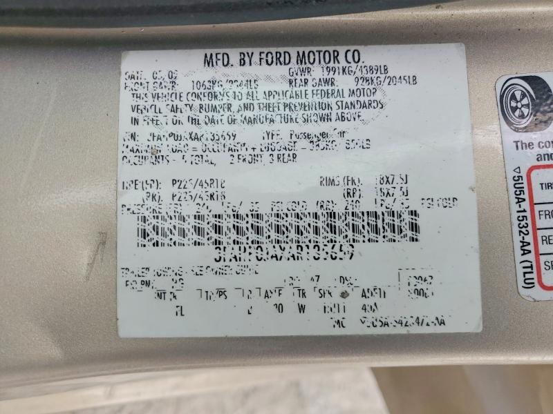 Aukcja sprzedaży 2010 Ford Fusion, vin: 3FAHP0JAXAR135659, numer aukcji: 53094316