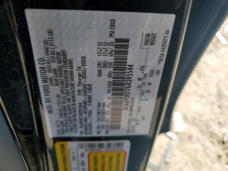 Продаж на аукціоні авто 2016 Ford Fusion, vin: 3FA6P0H77GR395544, номер лоту: 54502606