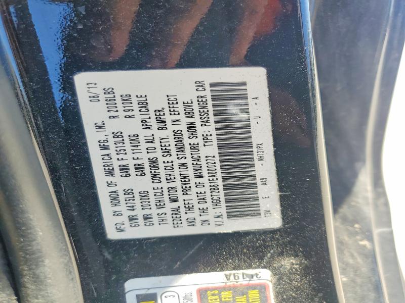 52851896 :رقم المزاد ، 1HGCT2B81EA000272 vin ، 2014 Honda Accord مزاد بيع