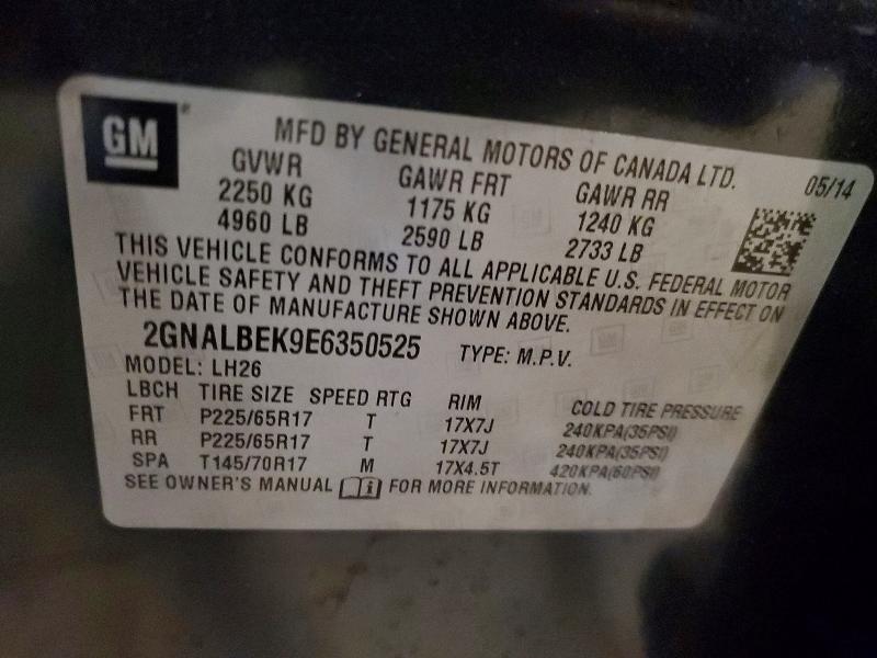 52100896 :رقم المزاد ، 2GNALBEK9E6350525 vin ، 2014 Chevrolet Equinox مزاد بيع