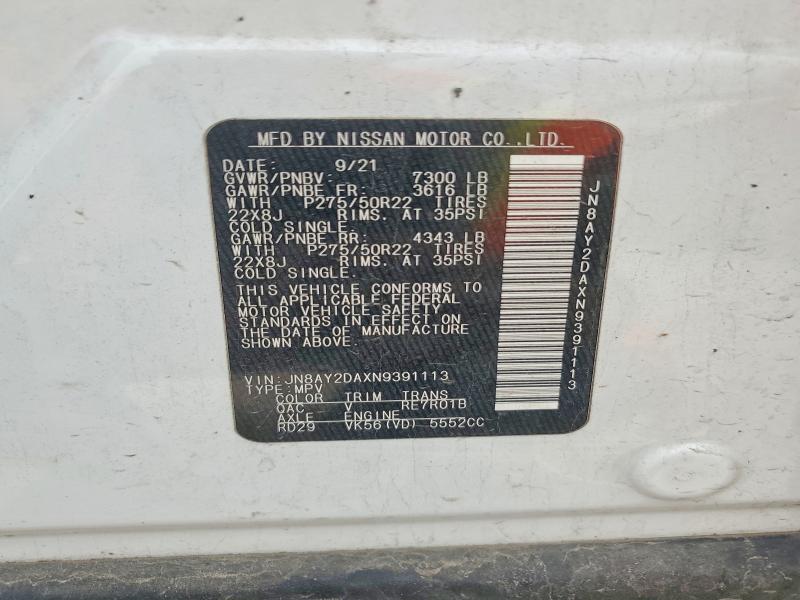 Продажа на аукционе авто 2022 Nissan Armada, vin: JN8AY2DAXN9391113, номер лота: 51954486