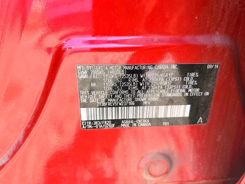Aukcja sprzedaży 2015 Toyota Rav4, vin: 2T3BFREV5FW237166, numer aukcji: 54904186