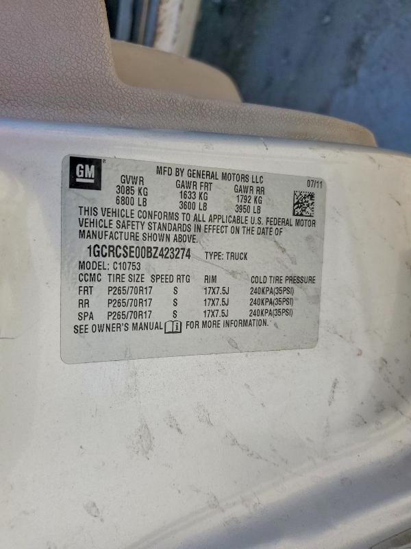 2011 Chevrolet Silverado მანქანა იყიდება აუქციონზე, vin: 1GCRCSE00BZ423274, აუქციონის ნომერი: 53614386