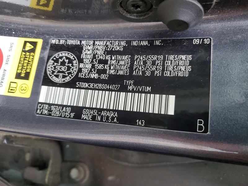 Aukcja sprzedaży 2011 Toyota Highlander, vin: 5TDDK3EH2BS044027, numer aukcji: 51959666
