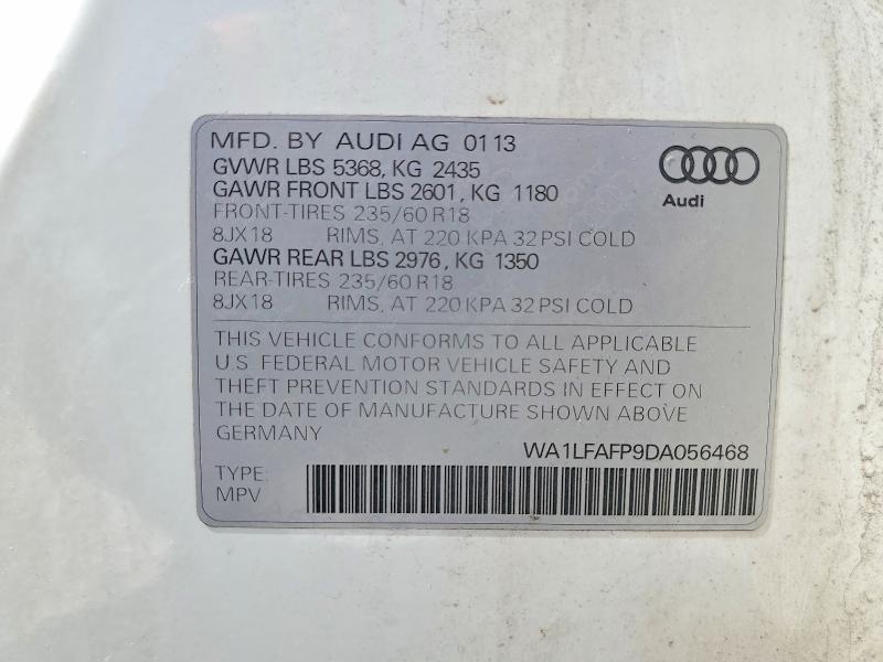 Продаж на аукціоні авто 2013 Audi Q5, vin: WA1LFAFP9DA056468, номер лоту: 54903426