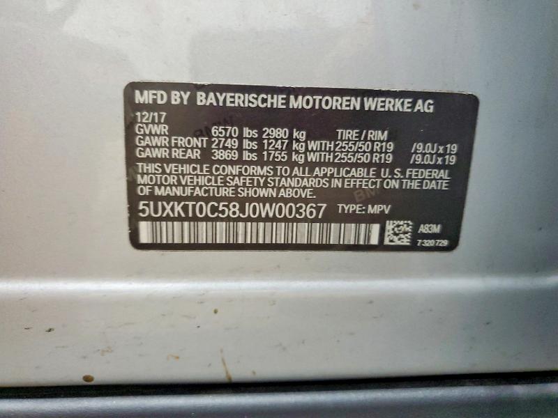 Продаж на аукціоні авто 2018 Bmw X5, vin: 5UXKT0C58J0W00367, номер лоту: 53998256