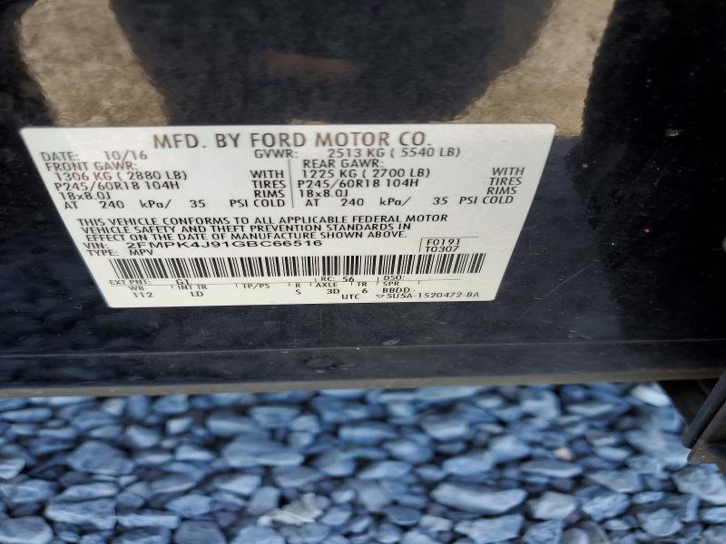 50409426 :رقم المزاد ، 2FMPK4J91GBC66516 vin ، 2016 Ford Edge مزاد بيع