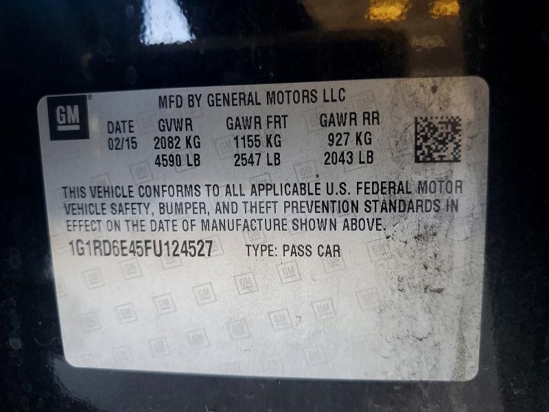 Aukcja sprzedaży 2015 Chevrolet Volt, vin: 1G1RD6E45FU124527, numer aukcji: 53805066