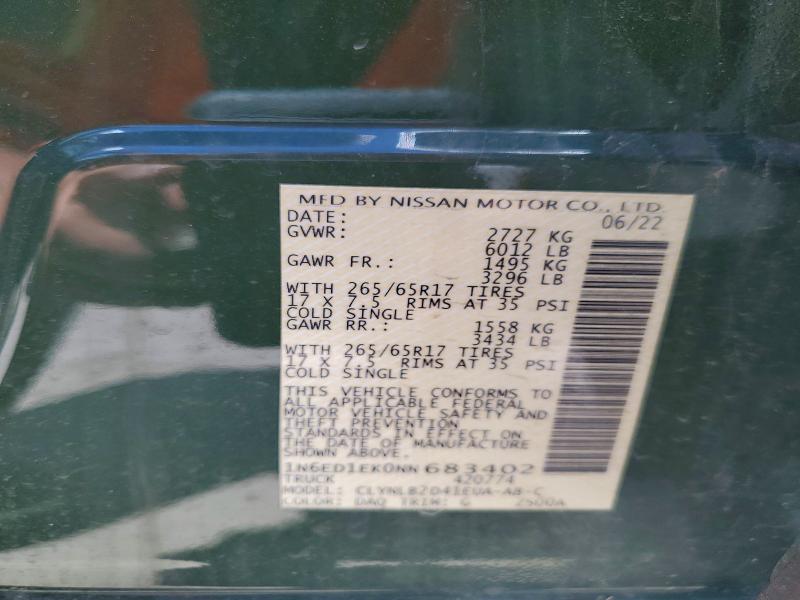 Продаж на аукціоні авто 2022 Nissan Frontier, vin: 1N6ED1EK0NN683402, номер лоту: 52540716