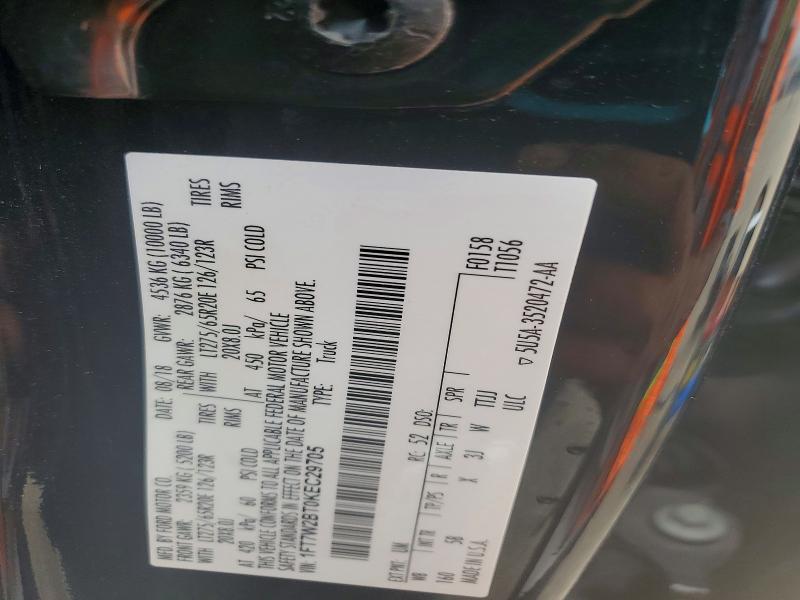 52902056 :رقم المزاد ، 1FT7W2BT0KEC29705 vin ، 2019 Ford F250 مزاد بيع