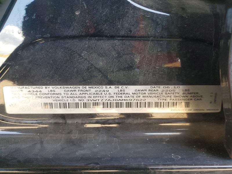Aukcja sprzedaży 2010 Volkswagen Jetta, vin: 3VWTZ7AJ0AM697622, numer aukcji: 52542226