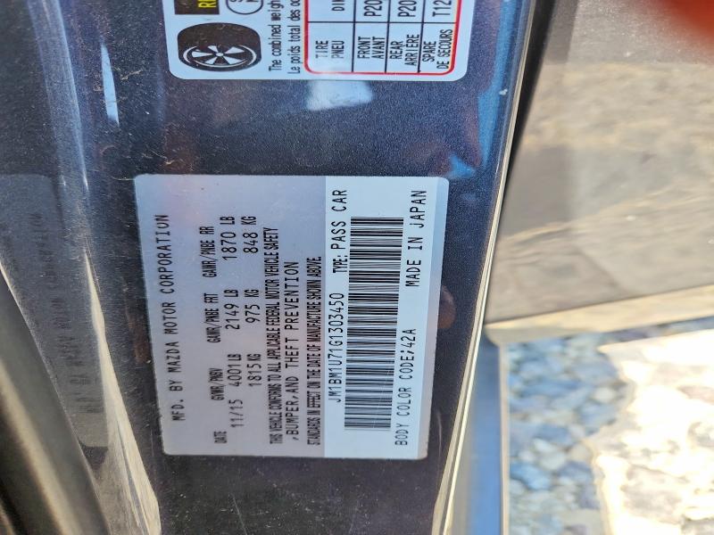 2016 Mazda 3 მანქანა იყიდება აუქციონზე, vin: JM1BM1U71G1303450, აუქციონის ნომერი: 52605956