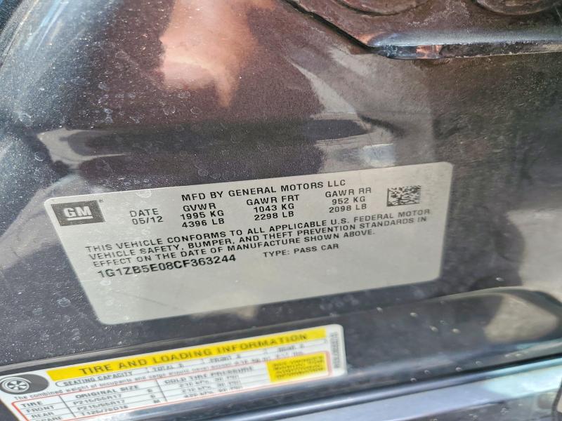 53220036 :رقم المزاد ، 1G1ZB5E08CF363244 vin ، 2012 Chevrolet Malibu مزاد بيع