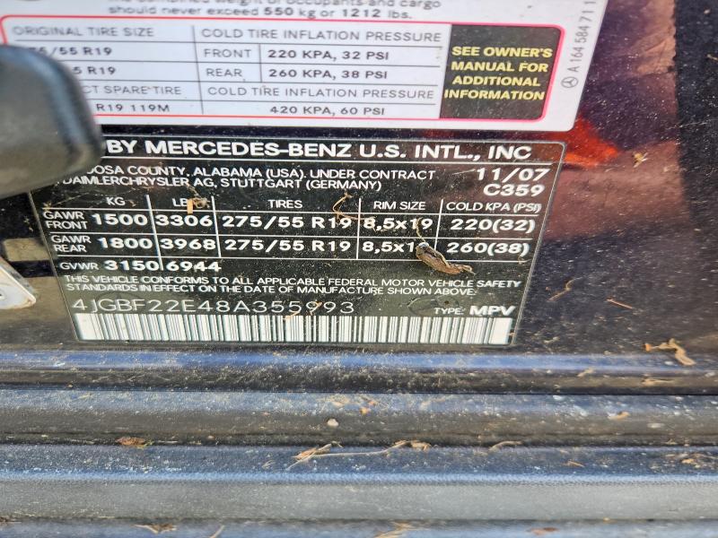 53215036 :رقم المزاد ، 4JGBF22E48A355993 vin ، 2008 Mercedes-benz Gl مزاد بيع