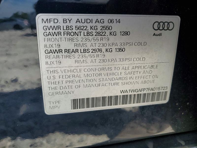 Продаж на аукціоні авто 2015 Audi Q5, vin: WA1WGAFP7FA015723, номер лоту: 51790776