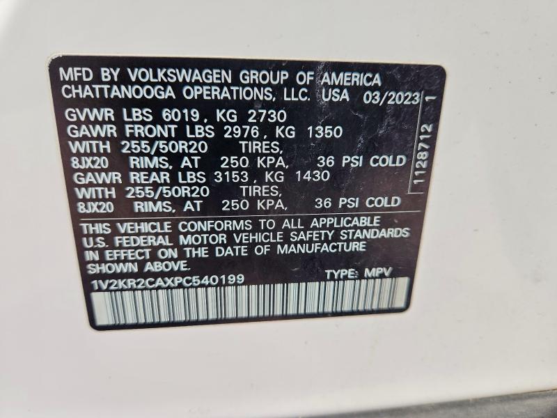 Продажа на аукционе авто 2023 Volkswagen Atlas, vin: 1V2KR2CAXPC540199, номер лота: 52801746