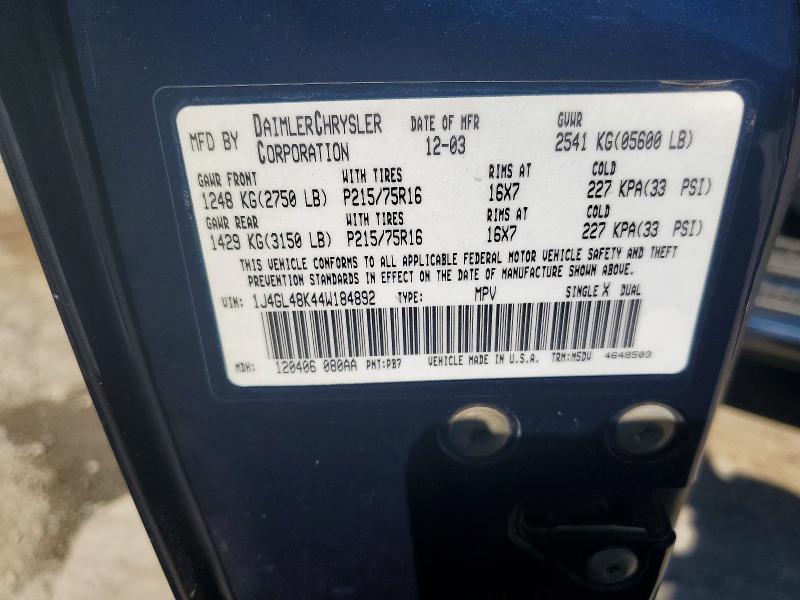 2004 Jeep Liberty მანქანა იყიდება აუქციონზე, vin: 1J4GL48K44W184892, აუქციონის ნომერი: 55093756