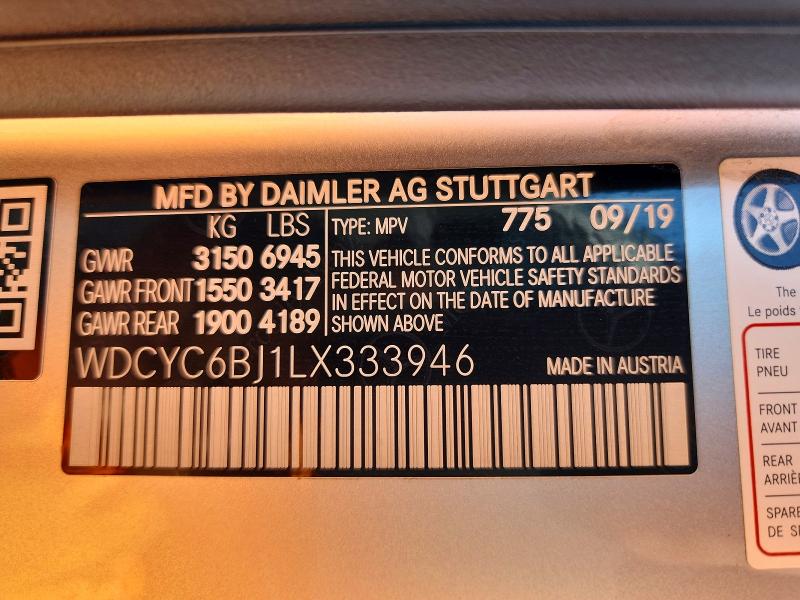 Aukcja sprzedaży 2020 Mercedes-benz G, vin: WDCYC6BJ1LX333946, numer aukcji: 52200706