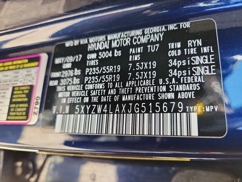 54320196 :رقم المزاد ، 5XYZW4LAXJG515679 vin ، 2018 Hyundai Santa Fe Sport مزاد بيع