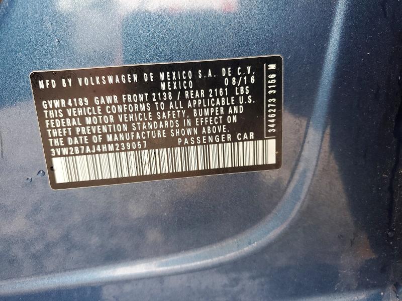 Aukcja sprzedaży 2017 Volkswagen Jetta, vin: 3VW2B7AJ4HM239057, numer aukcji: 51646336