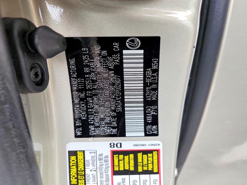 53852136 :رقم المزاد ، 58ADA1C12PU029077 vin ، 2023 Lexus Es 300h مزاد بيع