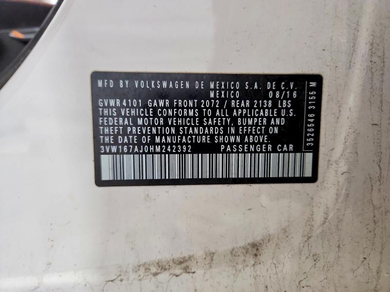 Aukcja sprzedaży 2017 Volkswagen Jetta, vin: 3VW167AJ0HM242392, numer aukcji: 53189136